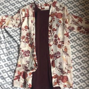 Wallflower maroon summer dress with kimono